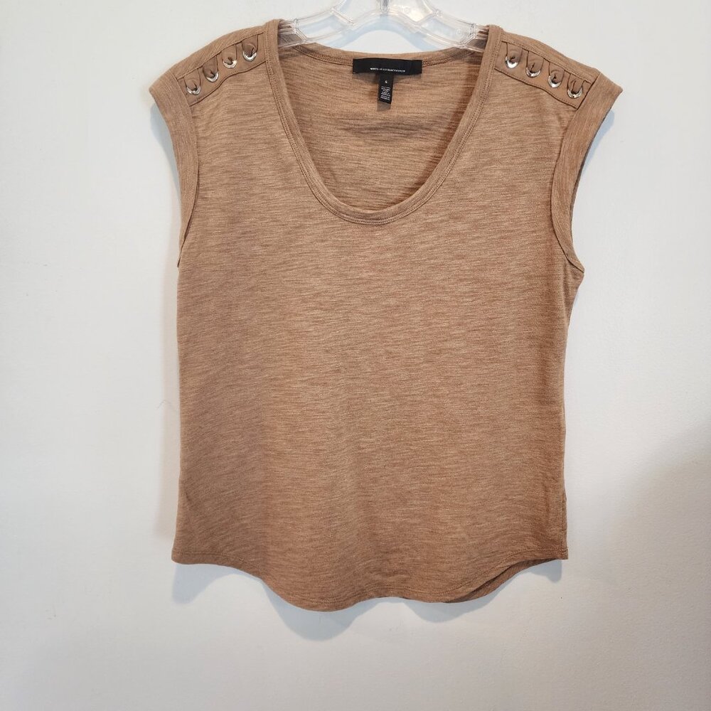 WHBM Lace-up Shoulder Scoop Tee, Size S, Like New